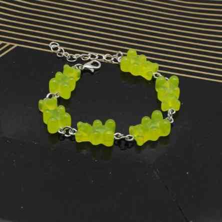 Браслет с желейными мишками салатовый - длина 15-20см, регулируется, смола Киев