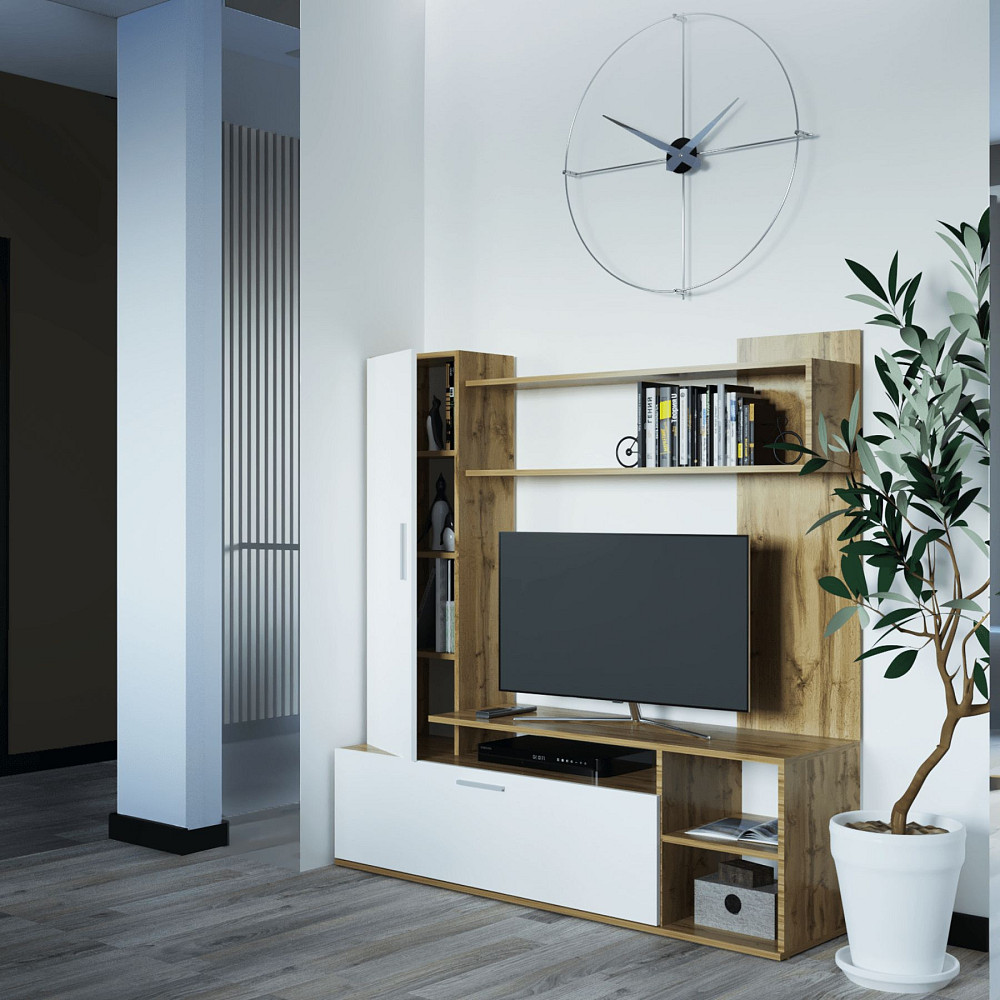 Стенка в гостиную Doros Кона 151х40х147 см Дуб тахо/Белый (DRS-011310) Львов - изображение 2