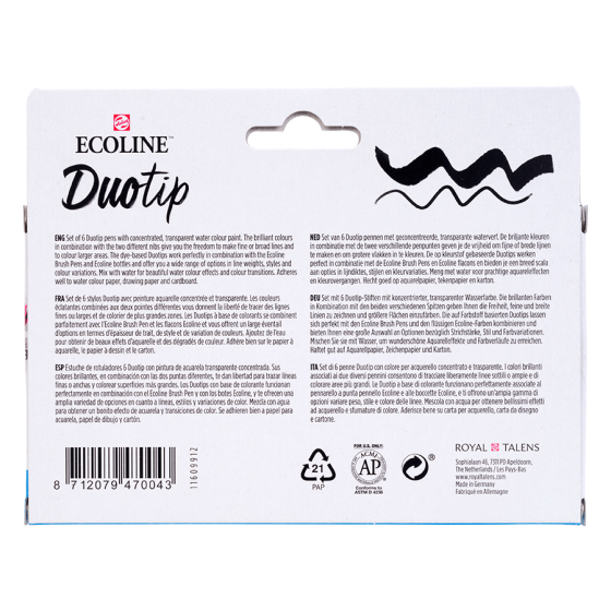 Набор маркеров акварельных двусторонних ECOLINE DUO TIP BOTANIC 6шт Royal Talens Киев
