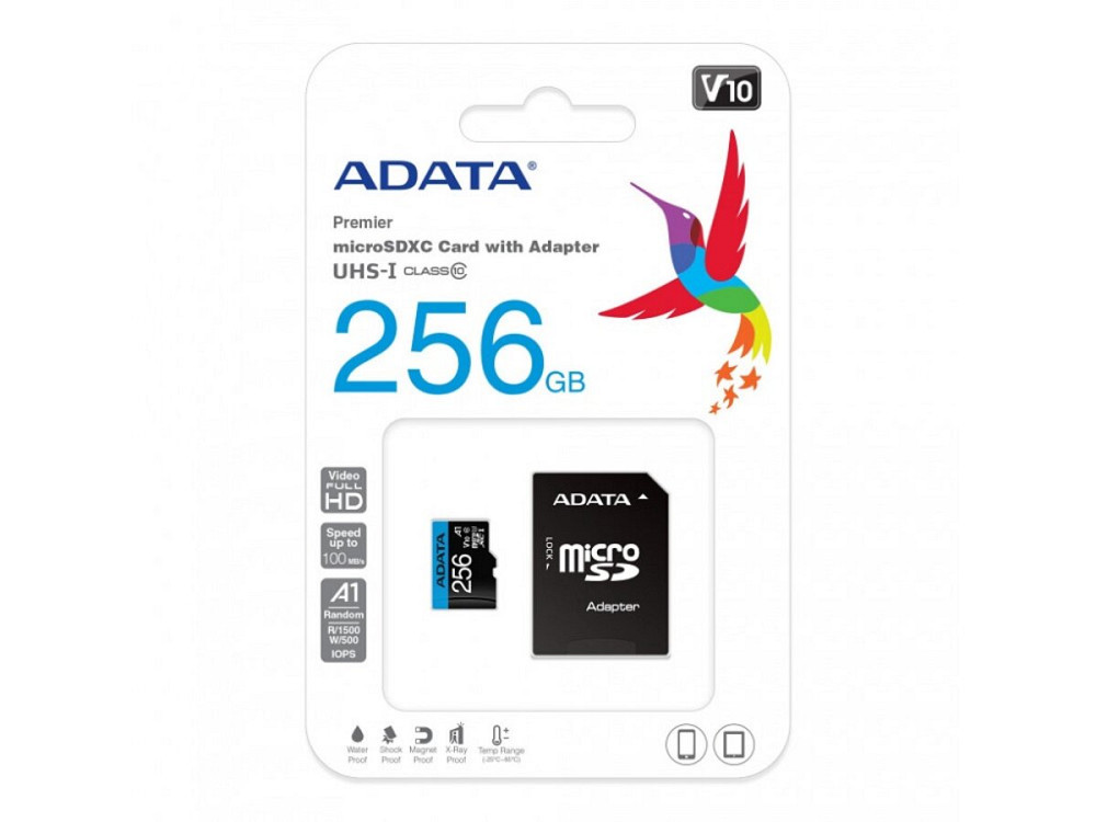 microSDXC (UHS-1) A-DATA Premier 256Gb Class 10 А1 (R-100Mb/s)  (adapter SD) Київ - фото 2