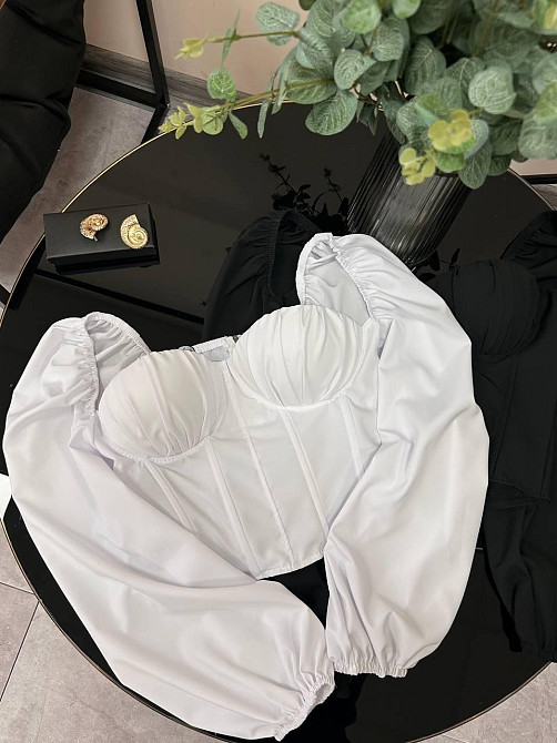 Жіночий базовий топ з імітацією корсета софт Білий, 44/46 Одеса - фото 3