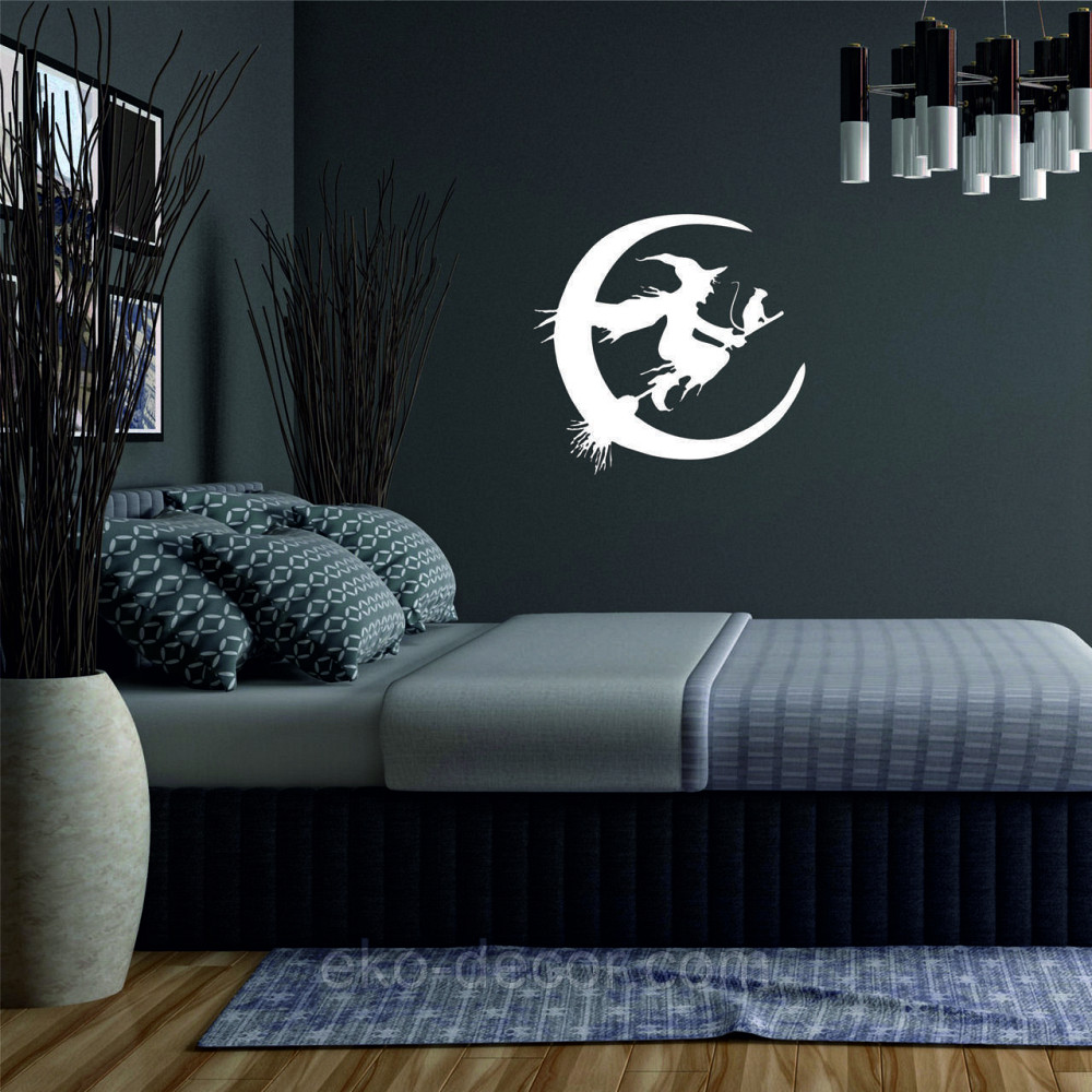 Декоративное настенное Панно «Ведьма на метле с котом», Декор на стену 50*47 см, Белый Киев - изображение 3