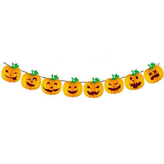 Гирлянда на Хэллоуин Тыквы 15 на 15 см 3 м оранжевый Киев