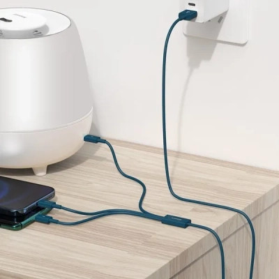 Дата кабель USB 2.0 AM to Lightning + Micro 5P + Type-C 1.5m 3.5A blue Baseus (CAMLTYS-03) Винница - изображение 10