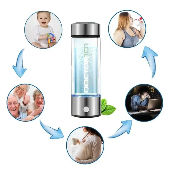 Генератор водневої води Tana. Воднева пляшка із зарядкою від USB, на 450 мл срібляста Дніпро