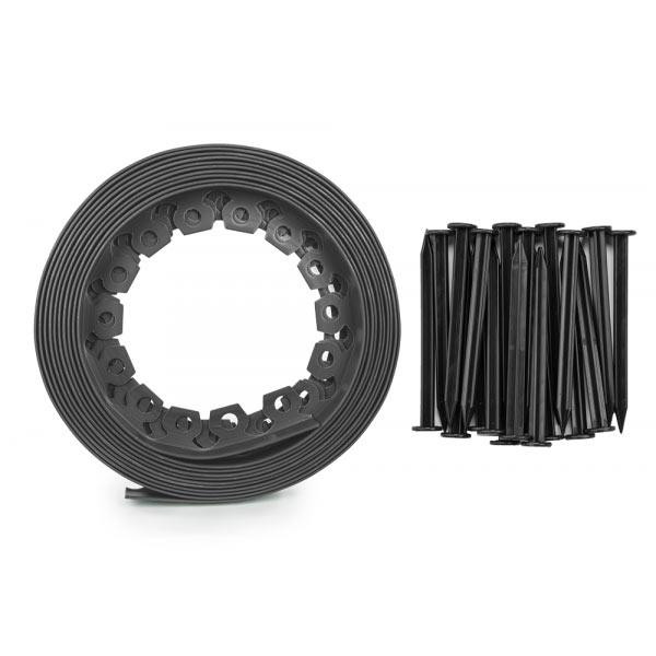 Гнучкий бордюр для сада 4мс 10м з комплектом кілків графіт EASY BORDER Bradas, Польща Київ - фото 2