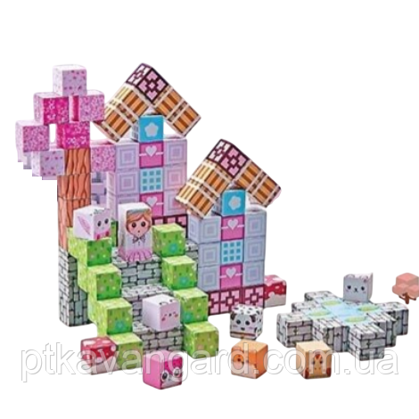 Магнітні блоки конструктор будинок для дівчинки 113 кубиків magnetic building cubes CH 1332 Хмельницький