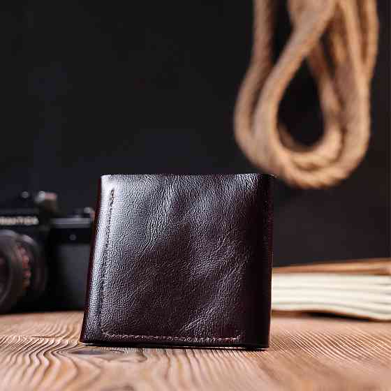 Класичне чоловіче портмоне із натуральної шкіри Shvigel 16621 Коричневий Київ