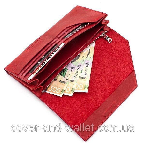 Большой красный женский кошелек ручной работы на магнитах Grande Pelle Festa Киев - изображение 8