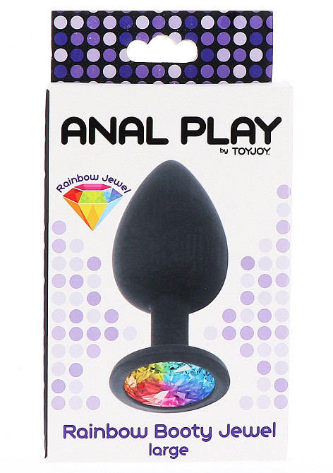 Анальная пробка Toy Joy Rainbow Booty Jewel с радужным кристаллом, черный, Large Sex Aura Киев - изображение 4