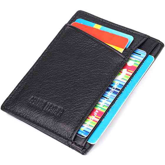 Чоловічий гаманець для карток із натуральної шкіри ST Leather 23091 Чорний Київ