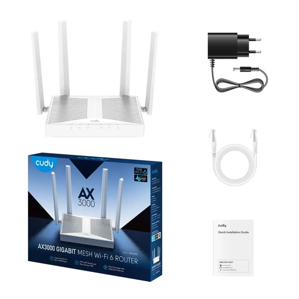 WiFi 6 Mesh-маршрутизатор Cudy WR3000E дводіапазонний гігабітний AX3000 (73-00674) Киев - изображение 3