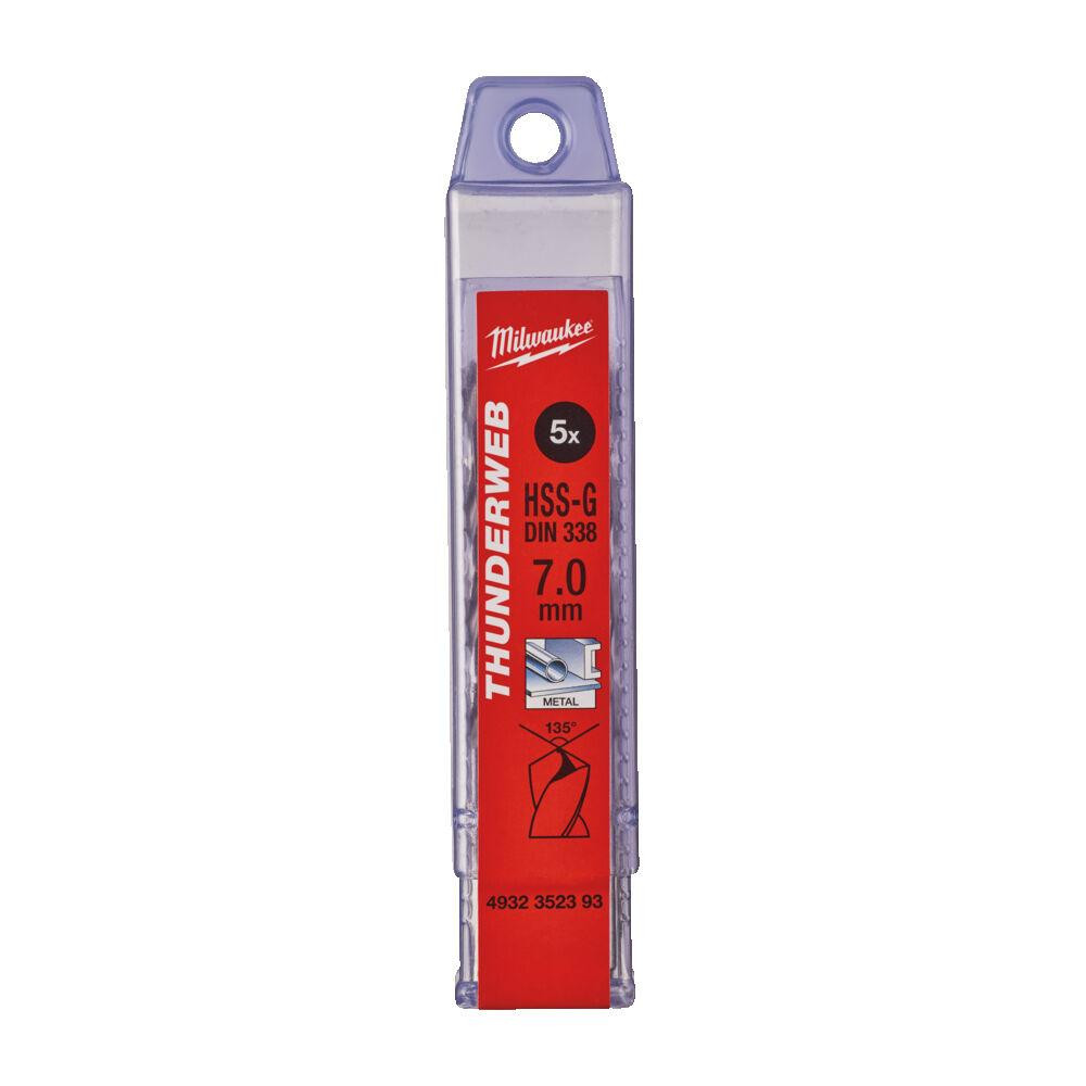 Свердло по металу THUNDERWEB HSS-G MILWAUKEE DIN338, діаметр 7,0 х 109 мм, (5шт), пластикова коробка Одесса - изображение 1