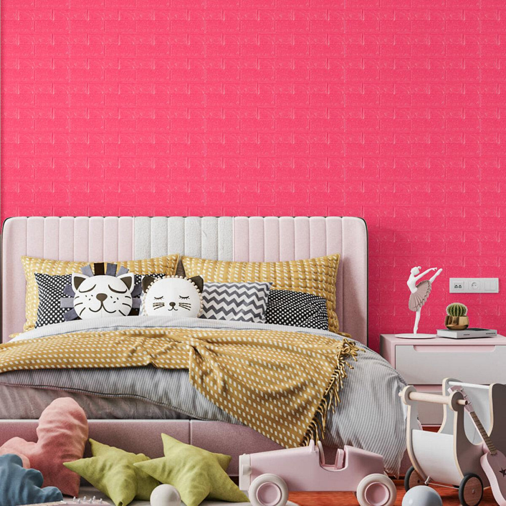 Самоклеюча 3D панель цегла малинова-червона Київ - фото 5