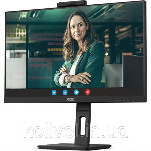 TFT 27" AOC Q27P3QW, QHD, IPS, 75Hz, 2xHDMI, DP, USB-hub, webcam, HAS, Pivot, колонки, чорний (Q27P3QW) Київ - фото 3