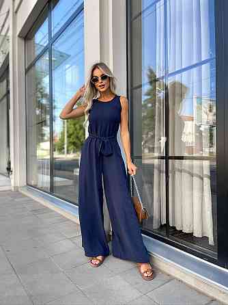 Жіночий комбінезон з широкими брюками "Vita" оптом | Норма і батал Темно-синій, 50-52 Київ