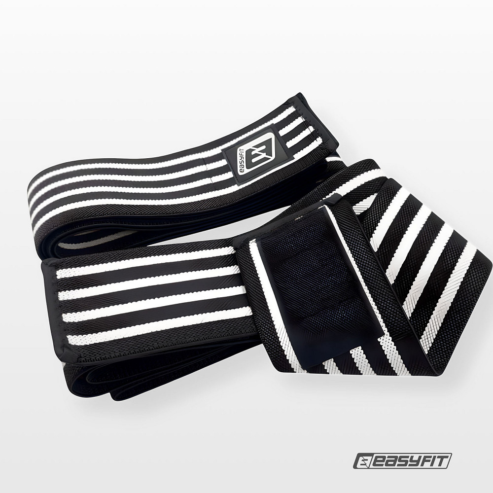 Бинт для присідань EasyFit фіксатор колінного суглоба (чорно-білий) Коломия - фото 3