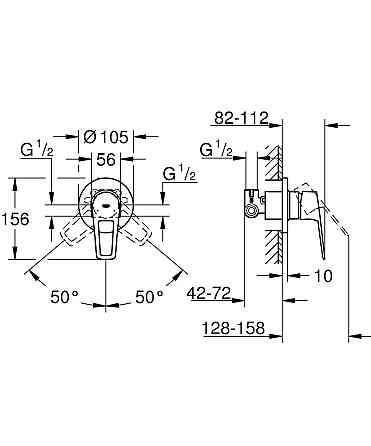 Змішувач прихованого монтажу для 1 споживача Grohe BauLoop New (29042001) ( 27339 ) Харків