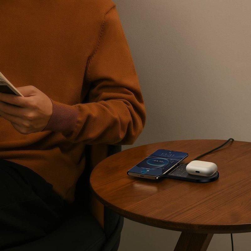 Бездротовий мультизарядний пристрій Baseus Digital LED Display 2in1 Wireless Charger 20W Black Universal version Київ - фото 7