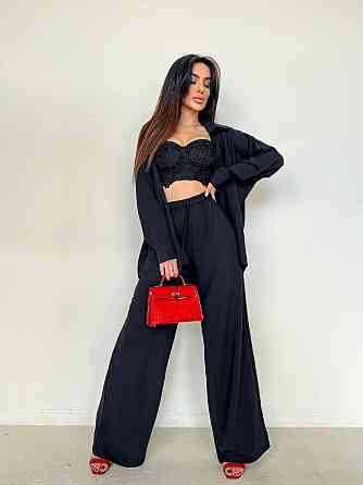 Женский стильный привлекательный костюм американский креп Черный, 44/46 Одесса