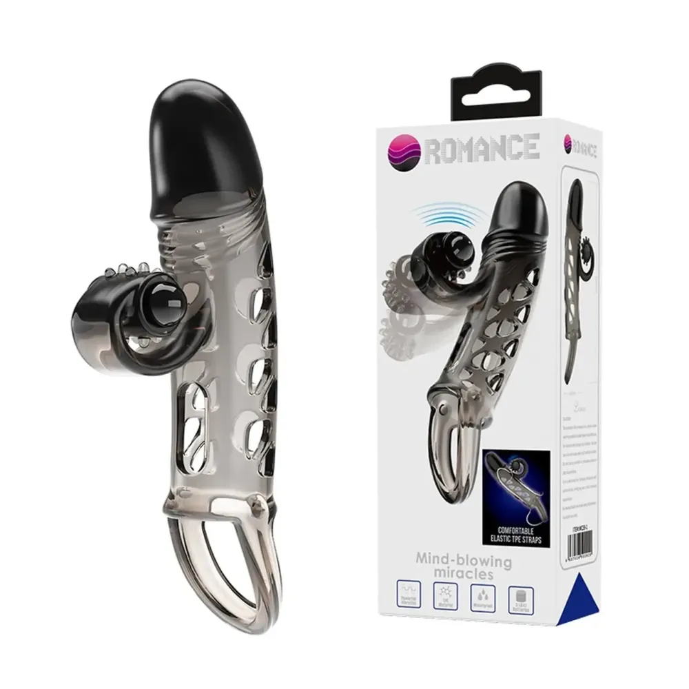 Насадка з вібрацією ROMANCE - Penis sleeve Black, MC59-1 Sex Aura Київ - фото 2