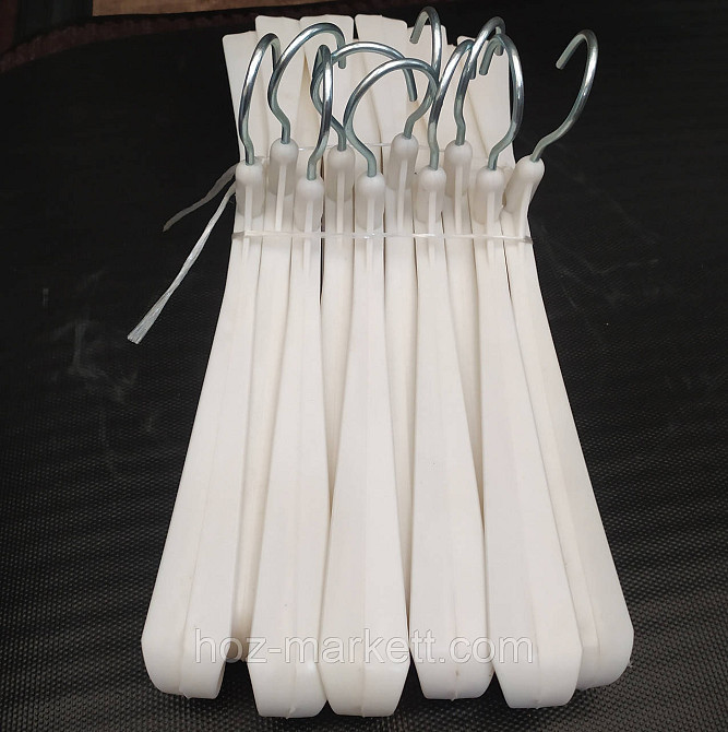 Вішалки плічка (тремпеля) широкі з залізним поворотним гачком білі Харків - фото 3