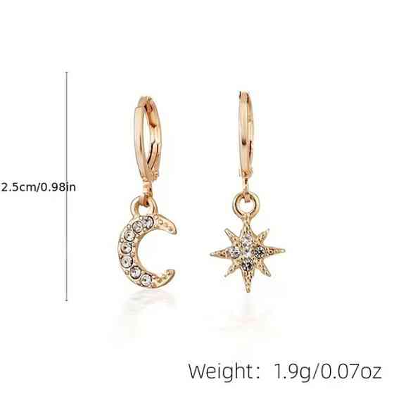 Асимметричные серьги-кольца Месяц и Звезда Киев