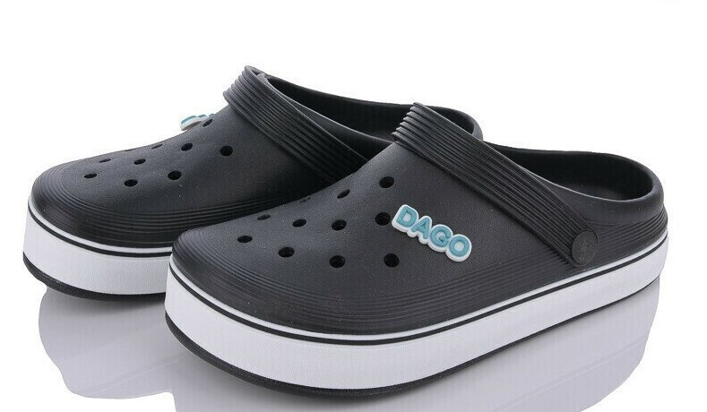 Крокси жіночі чорні з білою розкіб по низу Одеса - фото 1