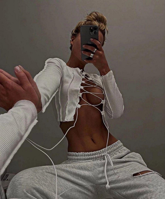 Жіночий стильний привабливий топ з довгим рукавом на шнурівці рубчик мустанг Одеса - фото 4