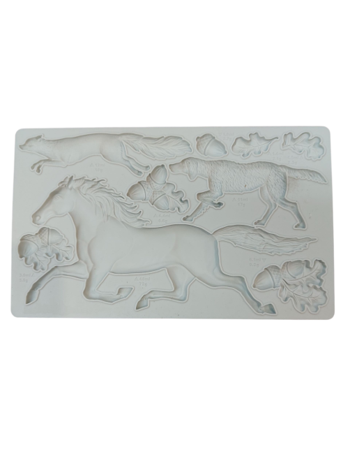 Молд силиконовый Лошадь лисица собака желуди 250 на 150 мм серый Киев - изображение 1