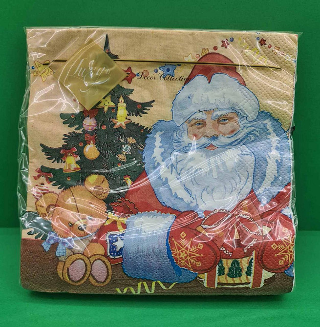 Серветки столові (ЗЗхЗЗ, 20шт) LuxyНГ Дід мороз і ведмежа (1 пач.) Харків - фото 1