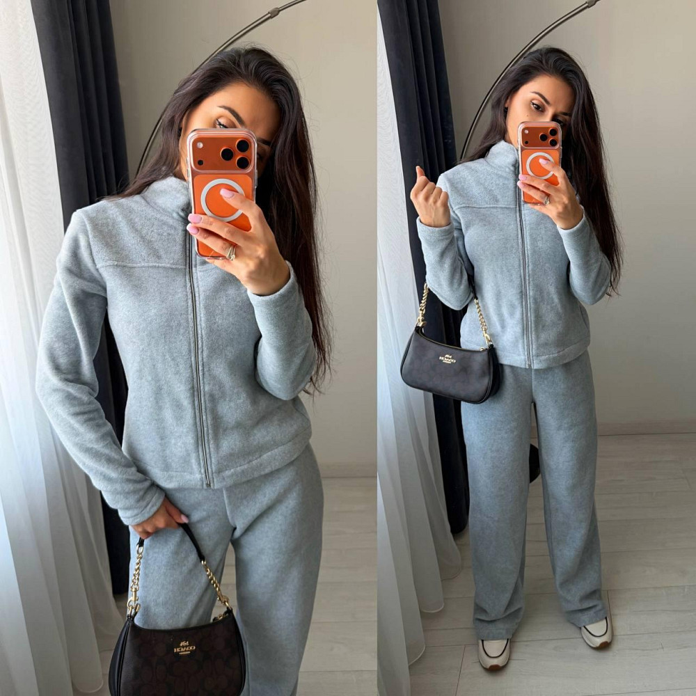 Жіночий повсякденний теплий костюм двійка: кофта на блискавці і штани турецький двосторонній фліс Одеса - фото 3