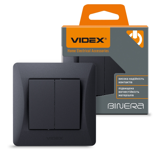 BINERA чорний графіт Вимикач внутрішній 2кл Videx Житомир - изображение 1