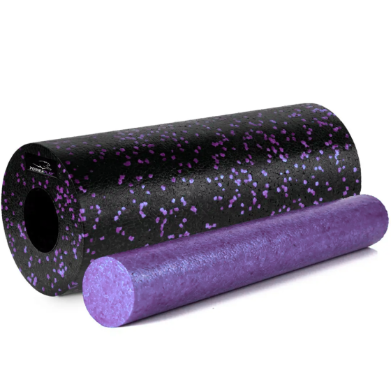 Масажний ролик (роллер) гладкий PowerPlay PP-4348 2 in 1 EPP Foam Roller Чорно/Фіолетовий (33x14см.) Кам'янське