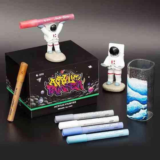 Маркеры акриловые STA для рисования, премиум качество, набор 24 цветов, маркеры для ткани, дерева и керамики Каменец-Подольский