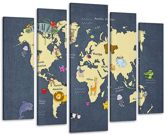 Модульна картина в дитячу Карта світу Art-409_5 ( 80х118см ) Київ