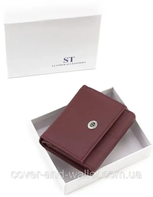 Маленький жіночий гаманець із натуральної шкіри бордового кольору ST 440 Київ - фото 3