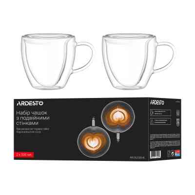 Набір чашок Ardesto BHL 330 мл 2 шт прозорий (AR2633BHL) Вінниця