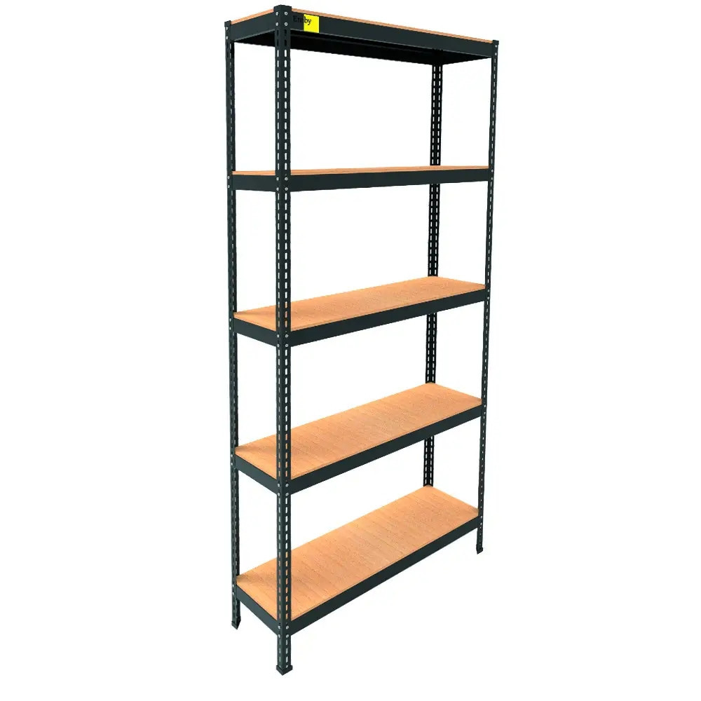 Металевий стелаж Emby Light Series (розмір 2100х900x300мм) 5 полиць ДСП до 100кг Чорний Вінниця - фото 1
