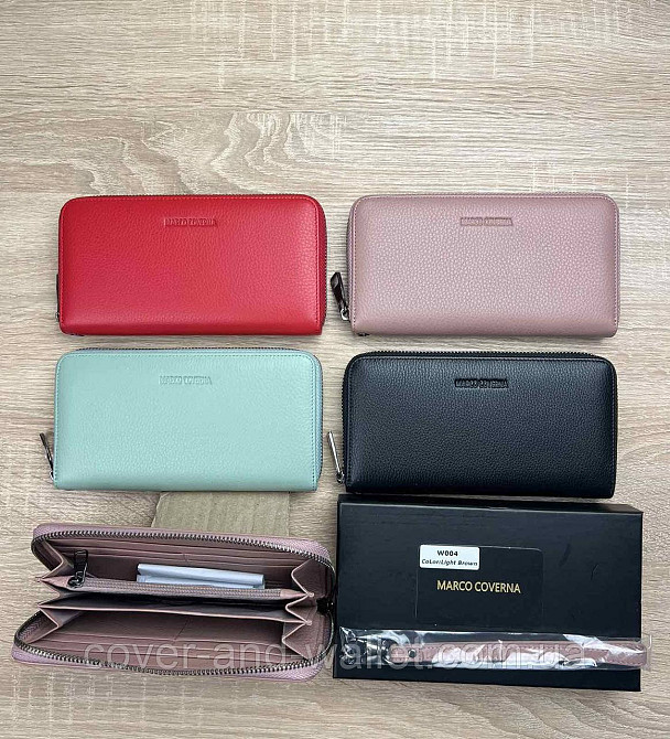 Елітний жіночий гаманець клатч із натуральної шкіри червоного кольору на блискавці Marco Coverna Київ - фото 5