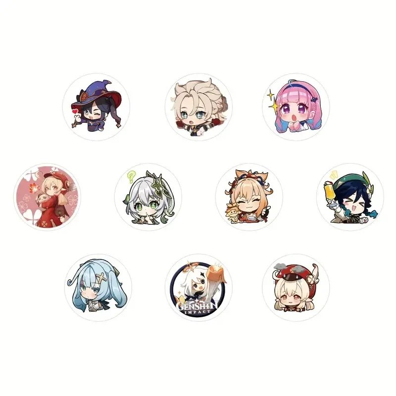 Набор наклеек Genshin Impact – 500 шт (10 дизайнов) мультяшных наклеек в рулоне Киев - изображение 2
