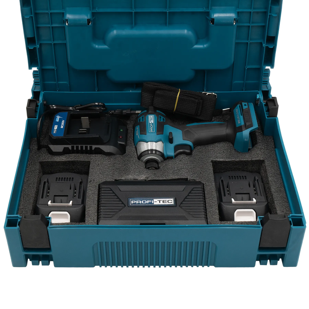 Потужний акумуляторний імпульсний гвинтоверт PROFI-TEC PID1820BL POWERLine : з АКБ 2шт-20V 2Ah, набір біт Київ - фото 10