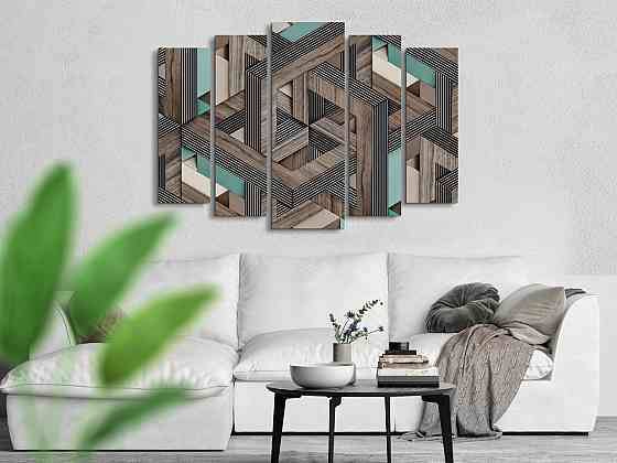 Модульна картина у вітальню / спальню Абстракція дерев'яний візерунок Art-425_5 ( 80х118см ) Київ