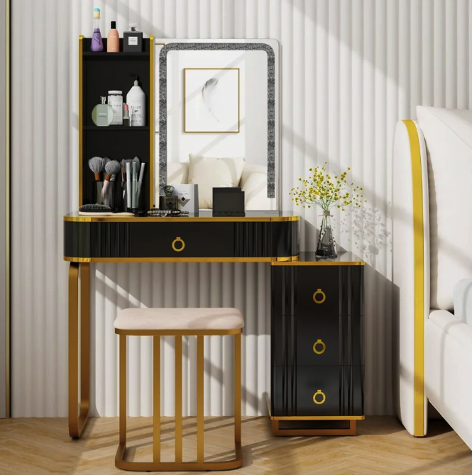 Туалетний столик з пуфом та LED дзеркалом для дому та спальні Vicci Київ - фото 7