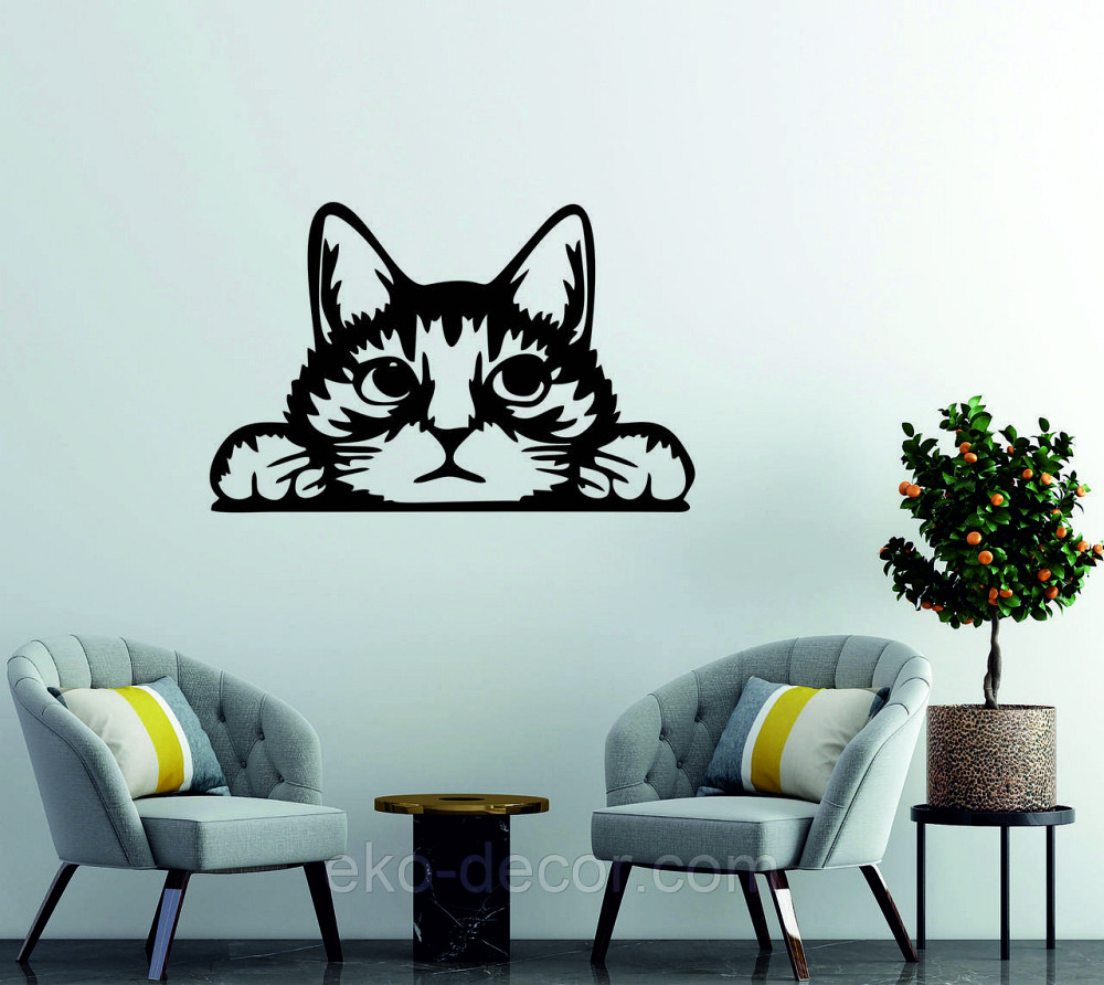 Декоративное настенное 3D Панно «Кот» Декор на стену с объемом (цена за 1 шт) 110*70 см, Черный Киев - изображение 2