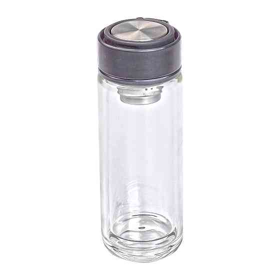 Стеклянный термос с ситечком 330 мл черный Киев