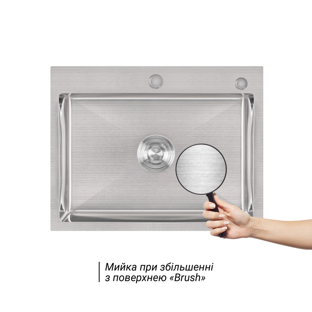 Мийка для кухні інтегрована Lidz Handmade H5845 (LDH5845BRU35384) Brushed Steel 3,0/1,0 мм Київ - фото 3