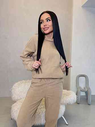 Женский теплый прогулочный костюм двойка: худи и штаны двусторонний флис Беж, 46/48 Одесса