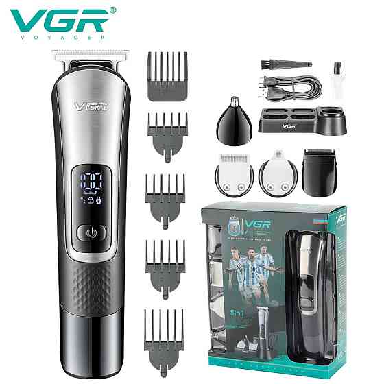 Машинка для стриження акумуляторна VGR V-111 для бороди носа та вух і підставка (9 насадок) Вінниця