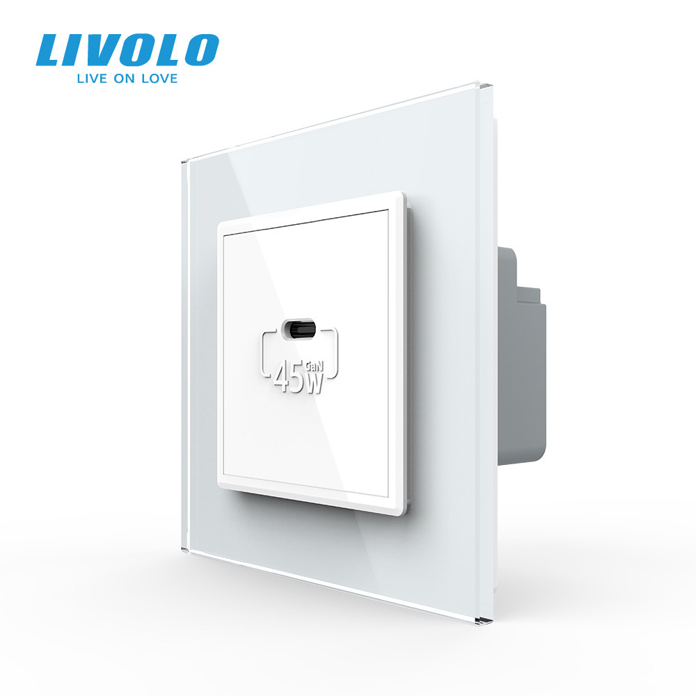 Розетка USB Type-C з Power Delivery 45W Livolo сірий (VL-C7-FCUC-2IP) Коломыя - изображение 4